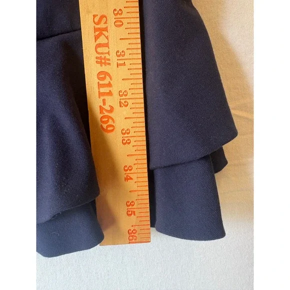 Diane von Furstenberg Navy Blue Ruffle Hem Short Sleeve Sheath Dress Size 4 - Picture 7 of 10